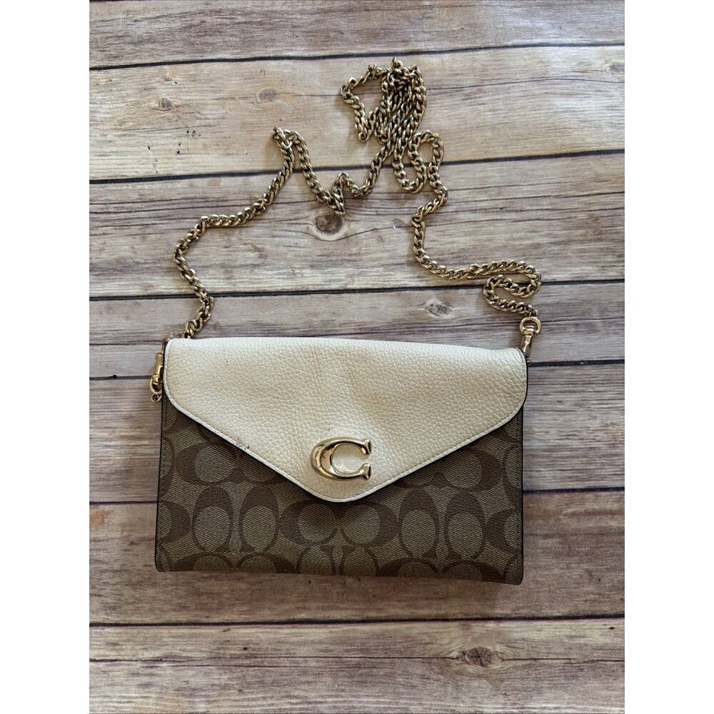 Coach Signature Tammie Shoulder Bag Handbag Khaki Tan Cutch Crossbody